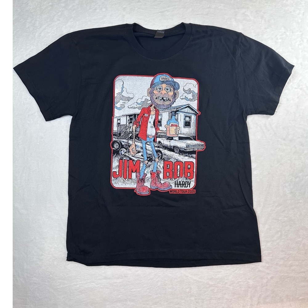 Hardy Jim Bob World Tour 2025 T-Shirt Mens Large Black Graphic Concert Tee